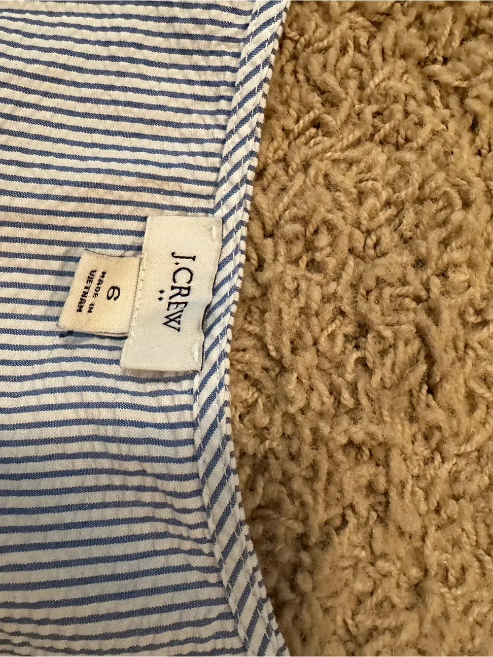 J. Crew Blue and White Striped Tiered V-Neck Midi Dress